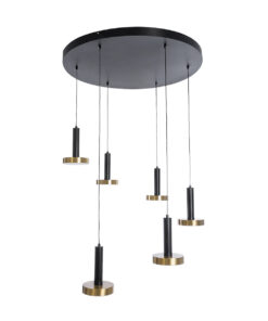 GLOBOSTAR® ZANE 60935 Κρεμαστό Φωτιστικό Design LED CCT 100W 11200lm 120° AC 220-240V IP20 – Εναλλαγή Φωτισμού μέσω Τηλεχειριστηρίου All In One Ψυχρό 6000k+Φυσικό 4500k+Θερμό 2700k Dimmable – Φ100 x Υ18cm – Μαύρο & Χρυσό – 3 Χρόνια Εγγύηση