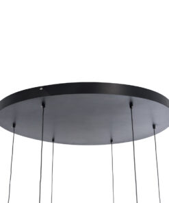 GLOBOSTAR® ZANE 60935 Κρεμαστό Φωτιστικό Design LED CCT 100W 11200lm 120° AC 220-240V IP20 – Εναλλαγή Φωτισμού μέσω Τηλεχειριστηρίου All In One Ψυχρό 6000k+Φυσικό 4500k+Θερμό 2700k Dimmable – Φ100 x Υ18cm – Μαύρο & Χρυσό – 3 Χρόνια Εγγύηση