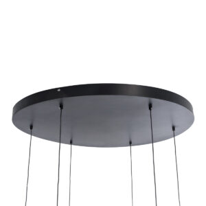GLOBOSTAR® ZANE 60935 Κρεμαστό Φωτιστικό Design LED CCT 100W 11200lm 120° AC 220-240V IP20 – Εναλλαγή Φωτισμού μέσω Τηλεχειριστηρίου All In One Ψυχρό 6000k+Φυσικό 4500k+Θερμό 2700k Dimmable – Φ100 x Υ18cm – Μαύρο & Χρυσό – 3 Χρόνια Εγγύηση