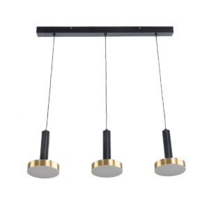GLOBOSTAR® ZANE 60936 Κρεμαστό Φωτιστικό Design LED CCT 54W 6048lm 120° AC 220-240V IP20 – Εναλλαγή Φωτισμού μέσω Τηλεχειριστηρίου All In One Ψυχρό 6000k+Φυσικό 4500k+Θερμό 2700k Dimmable – Μ80 x Π15 x Υ18cm – Μαύρο & Χρυσό – 3 Χρόνια Εγγύηση