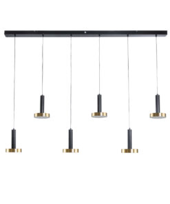 GLOBOSTAR® ZANE 60937 Κρεμαστό Φωτιστικό Design LED CCT 100W 11200lm 120° AC 220-240V IP20 – Εναλλαγή Φωτισμού μέσω Τηλεχειριστηρίου All In One Ψυχρό 6000k+Φυσικό 4500k+Θερμό 2700k Dimmable – Μ160 x Π15 x Υ18cm – Μαύρο & Χρυσό – 3 Χρόνια Εγγύηση