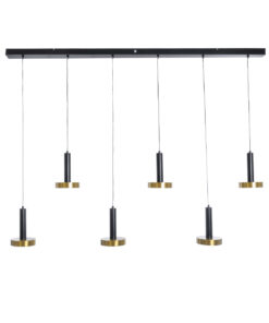 GLOBOSTAR® ZANE 60937 Κρεμαστό Φωτιστικό Design LED CCT 100W 11200lm 120° AC 220-240V IP20 – Εναλλαγή Φωτισμού μέσω Τηλεχειριστηρίου All In One Ψυχρό 6000k+Φυσικό 4500k+Θερμό 2700k Dimmable – Μ160 x Π15 x Υ18cm – Μαύρο & Χρυσό – 3 Χρόνια Εγγύηση