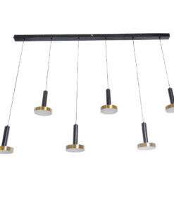 GLOBOSTAR® ZANE 60937 Κρεμαστό Φωτιστικό Design LED CCT 100W 11200lm 120° AC 220-240V IP20 – Εναλλαγή Φωτισμού μέσω Τηλεχειριστηρίου All In One Ψυχρό 6000k+Φυσικό 4500k+Θερμό 2700k Dimmable – Μ160 x Π15 x Υ18cm – Μαύρο & Χρυσό – 3 Χρόνια Εγγύηση