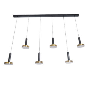 GLOBOSTAR® ZANE 60937 Κρεμαστό Φωτιστικό Design LED CCT 100W 11200lm 120° AC 220-240V IP20 – Εναλλαγή Φωτισμού μέσω Τηλεχειριστηρίου All In One Ψυχρό 6000k+Φυσικό 4500k+Θερμό 2700k Dimmable – Μ160 x Π15 x Υ18cm – Μαύρο & Χρυσό – 3 Χρόνια Εγγύηση