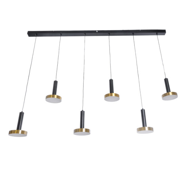 GLOBOSTAR® ZANE 60937 Κρεμαστό Φωτιστικό Design LED CCT 100W 11200lm 120° AC 220-240V IP20 – Εναλλαγή Φωτισμού μέσω Τηλεχειριστηρίου All In One Ψυχρό 6000k+Φυσικό 4500k+Θερμό 2700k Dimmable – Μ160 x Π15 x Υ18cm – Μαύρο & Χρυσό – 3 Χρόνια Εγγύηση