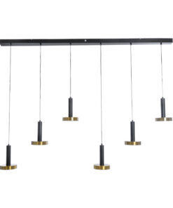 GLOBOSTAR® ZANE 60937 Κρεμαστό Φωτιστικό Design LED CCT 100W 11200lm 120° AC 220-240V IP20 – Εναλλαγή Φωτισμού μέσω Τηλεχειριστηρίου All In One Ψυχρό 6000k+Φυσικό 4500k+Θερμό 2700k Dimmable – Μ160 x Π15 x Υ18cm – Μαύρο & Χρυσό – 3 Χρόνια Εγγύηση