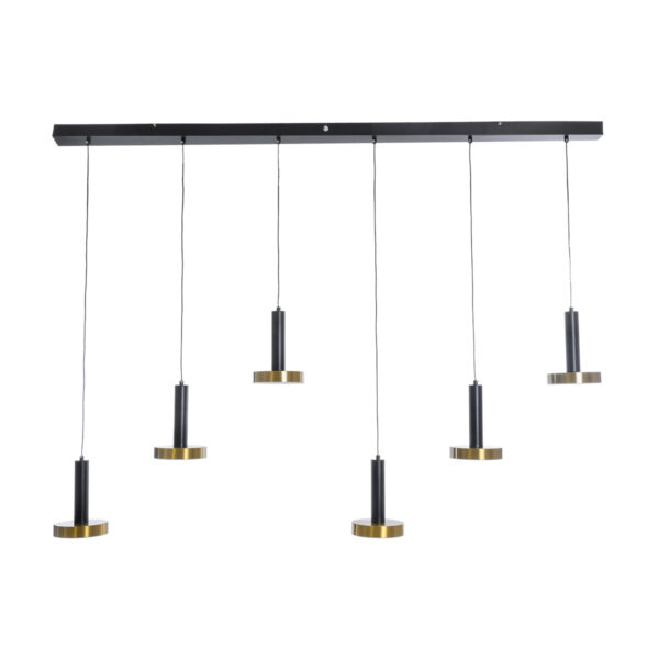 GLOBOSTAR® ZANE 60937 Κρεμαστό Φωτιστικό Design LED CCT 100W 11200lm 120° AC 220-240V IP20 – Εναλλαγή Φωτισμού μέσω Τηλεχειριστηρίου All In One Ψυχρό 6000k+Φυσικό 4500k+Θερμό 2700k Dimmable – Μ160 x Π15 x Υ18cm – Μαύρο & Χρυσό – 3 Χρόνια Εγγύηση