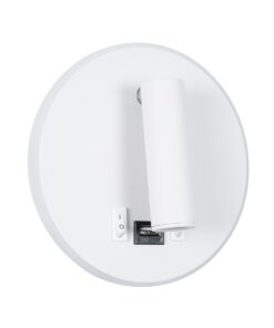 GloboStar® LADY-R 60939 Μοντέρνο Φωτιστικό Τοίχου – Απλίκα Ξενοδοχείου Bed Side LED 6W 600lm 36° & 360° AC 220-240V – Reading Light & Κρυφός Φωτισμός – Φορτιστής USB 3A – Φ15 x Υ7cm – Φυσικό Λευκό 4500K – Λευκό – 3 Χρόνια Εγγύηση