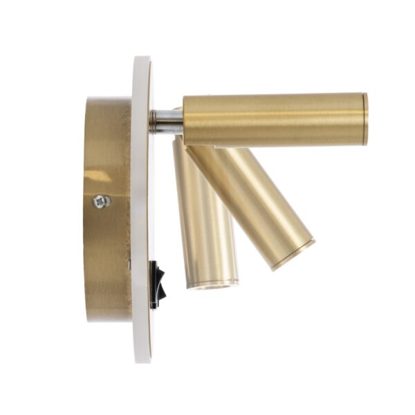 GloboStar® LADY-R 60940 Μοντέρνο Φωτιστικό Τοίχου – Απλίκα Ξενοδοχείου Bed Side LED 6W 600lm 36° & 360° AC 220-240V – Reading Light & 360° Κρυφός Φωτισμός – Φορτιστής USB 3A – Μ10.5 x Π10 x Υ18.5cm – Φυσικό Λευκό 4500K – Χρυσό Βούρτσας