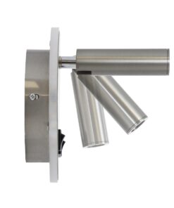 GloboStar® LADY-R 60941 Μοντέρνο Φωτιστικό Τοίχου – Απλίκα Ξενοδοχείου Bed Side LED 6W 600lm 36° & 360° AC 220-240V – Reading Light & 360° Κρυφός Φωτισμός – Φορτιστής USB 3A – Μ10.5 x Π10 x Υ18.5cm – Φυσικό Λευκό 4500K – Νίκελ Βούρτσας