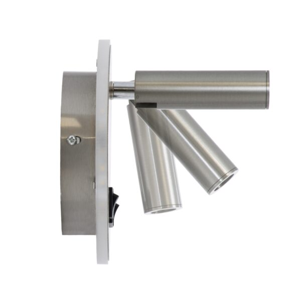 GloboStar® LADY-R 60941 Μοντέρνο Φωτιστικό Τοίχου – Απλίκα Ξενοδοχείου Bed Side LED 6W 600lm 36° & 360° AC 220-240V – Reading Light & 360° Κρυφός Φωτισμός – Φορτιστής USB 3A – Μ10.5 x Π10 x Υ18.5cm – Φυσικό Λευκό 4500K – Νίκελ Βούρτσας