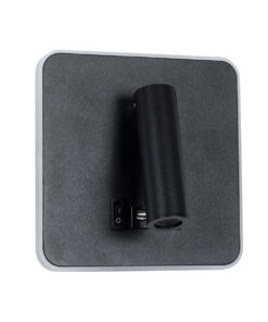 GloboStar® LADY-S 60943 Μοντέρνο Φωτιστικό Τοίχου – Απλίκα Ξενοδοχείου Bed Side LED 6W 600lm 36° & 360° AC 220-240V – Reading Light & Κρυφός Φωτισμός – Φορτιστής USB 3A – Μ15 x Π15 x Υ7cm – Φυσικό Λευκό 4500K – Μαύρο – 3 Χρόνια Εγγύηση