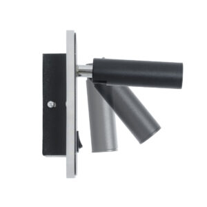 GloboStar® LADY-S 60943 Μοντέρνο Φωτιστικό Τοίχου – Απλίκα Ξενοδοχείου Bed Side LED 6W 600lm 36° & 360° AC 220-240V – Reading Light & Κρυφός Φωτισμός – Φορτιστής USB 3A – Μ15 x Π15 x Υ7cm – Φυσικό Λευκό 4500K – Μαύρο – 3 Χρόνια Εγγύηση