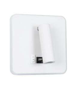 GloboStar® LADY-S 60943 Μοντέρνο Φωτιστικό Τοίχου – Απλίκα Ξενοδοχείου Bed Side LED 6W 600lm 36° & 360° AC 220-240V – Reading Light & Κρυφός Φωτισμός – Φορτιστής USB 3A – Μ15 x Π15 x Υ7cm – Φυσικό Λευκό 4500K – Λευκό – 3 Χρόνια Εγγύηση