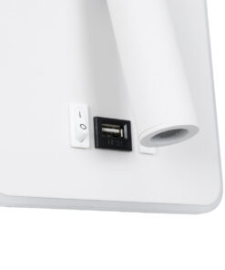 GloboStar® LADY-S 60943 Μοντέρνο Φωτιστικό Τοίχου – Απλίκα Ξενοδοχείου Bed Side LED 6W 600lm 36° & 360° AC 220-240V – Reading Light & Κρυφός Φωτισμός – Φορτιστής USB 3A – Μ15 x Π15 x Υ7cm – Φυσικό Λευκό 4500K – Λευκό – 3 Χρόνια Εγγύηση