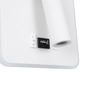 GloboStar® LADY-S 60943 Μοντέρνο Φωτιστικό Τοίχου – Απλίκα Ξενοδοχείου Bed Side LED 6W 600lm 36° & 360° AC 220-240V – Reading Light & Κρυφός Φωτισμός – Φορτιστής USB 3A – Μ15 x Π15 x Υ7cm – Φυσικό Λευκό 4500K – Λευκό – 3 Χρόνια Εγγύηση
