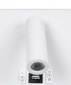 GloboStar® LADY-S 60943 Μοντέρνο Φωτιστικό Τοίχου – Απλίκα Ξενοδοχείου Bed Side LED 6W 600lm 36° & 360° AC 220-240V – Reading Light & Κρυφός Φωτισμός – Φορτιστής USB 3A – Μ15 x Π15 x Υ7cm – Φυσικό Λευκό 4500K – Λευκό – 3 Χρόνια Εγγύηση