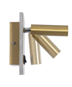 GloboStar® LADY-S 60943 Μοντέρνο Φωτιστικό Τοίχου – Απλίκα Ξενοδοχείου Bed Side LED 6W 600lm 36° & 360° AC 220-240V – Reading Light & Κρυφός Φωτισμός – Φορτιστής USB 3A – Μ15 x Π15 x Υ7cm – Φυσικό Λευκό 4500K – Χρυσό Βούρτσας- 3 Χρόνια Εγγύηση