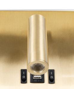 GloboStar® LADY-S 60943 Μοντέρνο Φωτιστικό Τοίχου – Απλίκα Ξενοδοχείου Bed Side LED 6W 600lm 36° & 360° AC 220-240V – Reading Light & Κρυφός Φωτισμός – Φορτιστής USB 3A – Μ15 x Π15 x Υ7cm – Φυσικό Λευκό 4500K – Χρυσό Βούρτσας- 3 Χρόνια Εγγύηση