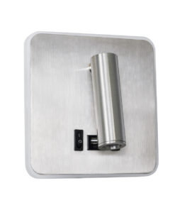 GloboStar® LADY-S 60943 Μοντέρνο Φωτιστικό Τοίχου – Απλίκα Ξενοδοχείου Bed Side LED 6W 600lm 36° & 360° AC 220-240V – Reading Light & Κρυφός Φωτισμός – Φορτιστής USB 3A – Μ15 x Π15 x Υ7cm – Φυσικό Λευκό 4500K – Νίκελ Βούρτσας- 3 Χρόνια Εγγύηση