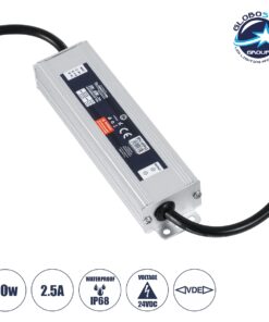 GloboStar® 60962 Αδιάβροχο Τροφοδοτικό SELV για Προϊόντα Φωτισμού LED 60W 2.5A – AC 220-240V σε DC 24V με 1.2m VDE Καλώδιο Παροχής & Εξόδου Τροφοδοσίας – Αδιάβροχο IP68 – M15 x W3.5 x H2cm – 3 Χρόνια Εγγύηση