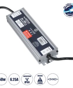 GloboStar® 60964 Αδιάβροχο Τροφοδοτικό SELV για Προϊόντα Φωτισμού LED 150W 6.25A – AC 220-240V σε DC 24V με 1.2m VDE Καλώδιο Παροχής & Εξόδου Τροφοδοσίας – Αδιάβροχο IP68 – M20 x W5.5 x H2.5cm – 3 Χρόνια Εγγύηση