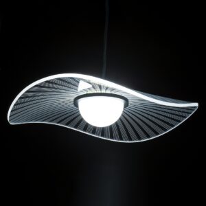 GloboStar® ACRYLICA 60974 Κρεμαστό Φωτιστικό Οροφής Design LED CCT 20W 2240lm 360° AC 220-240V – Εναλλαγή Φωτισμού μέσω Διακόπτη On/Off All In One Ψυχρό 6000k+Φυσικό 4500k+Θερμό 2700k Φ40cm – Μαύρο με Διάφανο Laser Designed Plexiglass – 3 Years Warranty