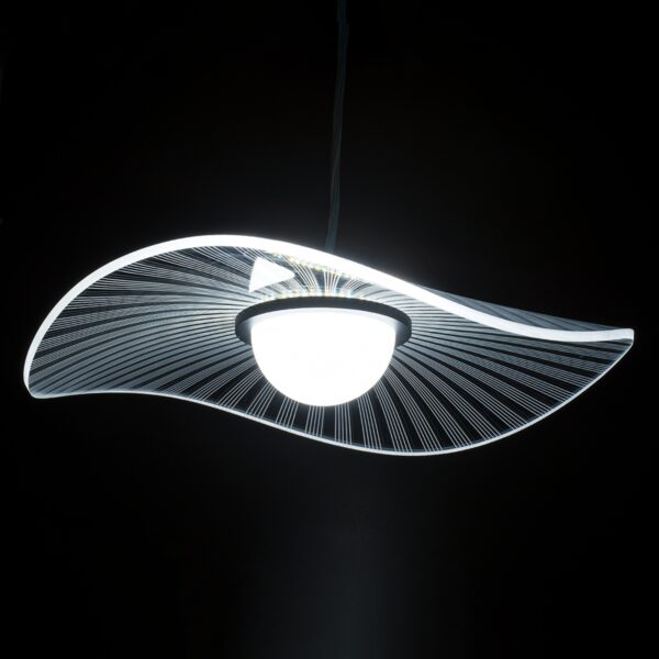 GloboStar® ACRYLICA 60974 Κρεμαστό Φωτιστικό Οροφής Design LED CCT 20W 2240lm 360° AC 220-240V – Εναλλαγή Φωτισμού μέσω Διακόπτη On/Off All In One Ψυχρό 6000k+Φυσικό 4500k+Θερμό 2700k Φ40cm – Μαύρο με Διάφανο Laser Designed Plexiglass – 3 Years Warranty