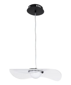 GloboStar® ACRYLICA 60974 Κρεμαστό Φωτιστικό Οροφής Design LED CCT 20W 2240lm 360° AC 220-240V – Εναλλαγή Φωτισμού μέσω Διακόπτη On/Off All In One Ψυχρό 6000k+Φυσικό 4500k+Θερμό 2700k Φ40cm – Μαύρο με Διάφανο Laser Designed Plexiglass – 3 Years Warranty