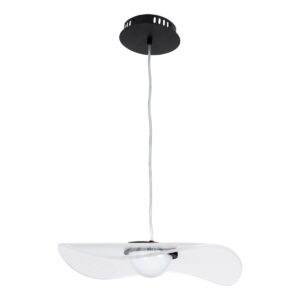 GloboStar® ACRYLICA 60974 Κρεμαστό Φωτιστικό Οροφής Design LED CCT 20W 2240lm 360° AC 220-240V – Εναλλαγή Φωτισμού μέσω Διακόπτη On/Off All In One Ψυχρό 6000k+Φυσικό 4500k+Θερμό 2700k Φ40cm – Μαύρο με Διάφανο Laser Designed Plexiglass – 3 Years Warranty