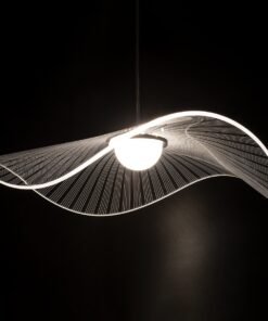 GloboStar® ACRYLICA 60975 Κρεμαστό Φωτιστικό Οροφής Design LED CCT 20W 2240lm 360° AC 220-240V – Εναλλαγή Φωτισμού μέσω Διακόπτη On/Off All In One Ψυχρό 6000k+Φυσικό 4500k+Θερμό 2700k Φ60cm – Μαύρο με Διάφανο Laser Designed Plexiglass – 3 Years Warranty