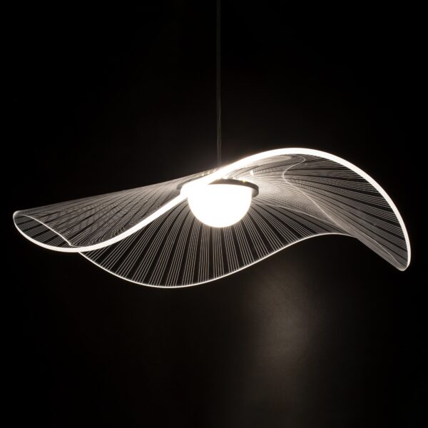 GloboStar® ACRYLICA 60975 Κρεμαστό Φωτιστικό Οροφής Design LED CCT 20W 2240lm 360° AC 220-240V – Εναλλαγή Φωτισμού μέσω Διακόπτη On/Off All In One Ψυχρό 6000k+Φυσικό 4500k+Θερμό 2700k Φ60cm – Μαύρο με Διάφανο Laser Designed Plexiglass – 3 Years Warranty