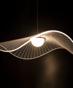 GloboStar® ACRYLICA 60975 Κρεμαστό Φωτιστικό Οροφής Design LED CCT 20W 2240lm 360° AC 220-240V – Εναλλαγή Φωτισμού μέσω Διακόπτη On/Off All In One Ψυχρό 6000k+Φυσικό 4500k+Θερμό 2700k Φ60cm – Μαύρο με Διάφανο Laser Designed Plexiglass – 3 Years Warranty