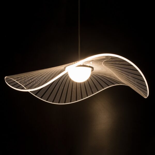GloboStar® ACRYLICA 60975 Κρεμαστό Φωτιστικό Οροφής Design LED CCT 20W 2240lm 360° AC 220-240V – Εναλλαγή Φωτισμού μέσω Διακόπτη On/Off All In One Ψυχρό 6000k+Φυσικό 4500k+Θερμό 2700k Φ60cm – Μαύρο με Διάφανο Laser Designed Plexiglass – 3 Years Warranty