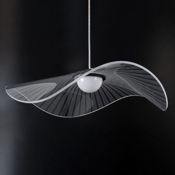 GloboStar® ACRYLICA 60975 Κρεμαστό Φωτιστικό Οροφής Design LED CCT 20W 2240lm 360° AC 220-240V – Εναλλαγή Φωτισμού μέσω Διακόπτη On/Off All In One Ψυχρό 6000k+Φυσικό 4500k+Θερμό 2700k Φ60cm – Μαύρο με Διάφανο Laser Designed Plexiglass – 3 Years Warranty