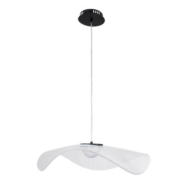 GloboStar® ACRYLICA 60975 Κρεμαστό Φωτιστικό Οροφής Design LED CCT 20W 2240lm 360° AC 220-240V – Εναλλαγή Φωτισμού μέσω Διακόπτη On/Off All In One Ψυχρό 6000k+Φυσικό 4500k+Θερμό 2700k Φ60cm – Μαύρο με Διάφανο Laser Designed Plexiglass – 3 Years Warranty
