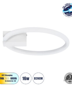 GloboStar® CINDERELLA 60977 Φωτιστικό Οροφής Δαχτυλίδι-Κύκλος LED CCT 16W 1792lm 360° AC 220-240V – Εναλλαγή Φωτισμού μέσω Διακόπτη On/Off All In One Ψυχρό 6000k+Φυσικό 4500k+Θερμό 2700k Φ28cm – Λευκό – 3 Years Warranty
