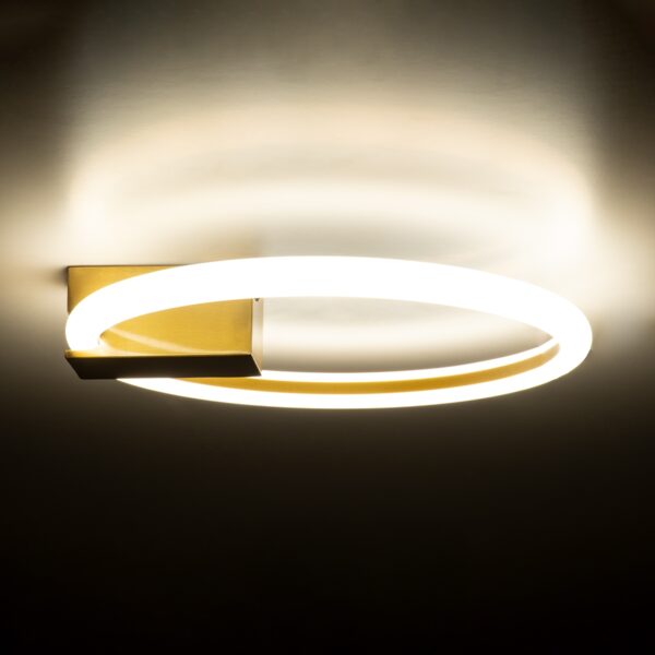 GloboStar® CINDERELLA 60978 Φωτιστικό Οροφής Δαχτυλίδι-Κύκλος LED CCT 16W 1792lm 360° AC 220-240V – Εναλλαγή Φωτισμού μέσω Διακόπτη On/Off All In One Ψυχρό 6000k+Φυσικό 4500k+Θερμό 2700k Φ28cm – Χρυσό Βούρτσας – 3 Years Warranty