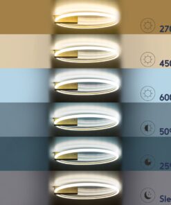 GloboStar® CINDERELLA 60982 Φωτιστικό Οροφής Δαχτυλίδι-Κύκλος LED CCT 30W 3360lm 360° AC 220-240V – Εναλλαγή Φωτισμού μέσω Τηλεχειριστηρίου All In One Ψυχρό 6000k+Φυσικό 4500k+Θερμό 2700k Dimmable Φ50cm – Χρυσό Βούρτσας – 3 Years Warranty