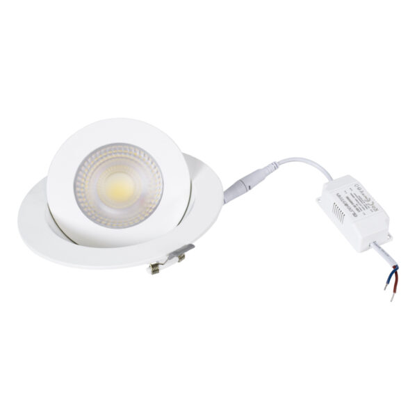 GloboStar® LEXIS JOINT 60988 Χωνευτό LED Κινούμενο Spot Downlight 12W 1200lm 45° AC 220-240V IP44 Φ15.8cm x Υ4.1cm – Στρόγγυλο – Λευκό – Φυσικό Λευκό 4500K – Bridgelux Chip – TÜV Certified Driver – 5 Years Warranty