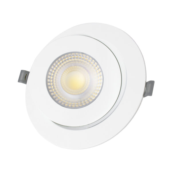 GloboStar® LEXIS JOINT 60988 Χωνευτό LED Κινούμενο Spot Downlight 12W 1200lm 45° AC 220-240V IP44 Φ15.8cm x Υ4.1cm – Στρόγγυλο – Λευκό – Φυσικό Λευκό 4500K – Bridgelux Chip – TÜV Certified Driver – 5 Years Warranty