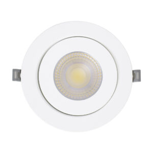 GloboStar® LEXIS JOINT 60988 Χωνευτό LED Κινούμενο Spot Downlight 12W 1200lm 45° AC 220-240V IP44 Φ15.8cm x Υ4.1cm – Στρόγγυλο – Λευκό – Φυσικό Λευκό 4500K – Bridgelux Chip – TÜV Certified Driver – 5 Years Warranty