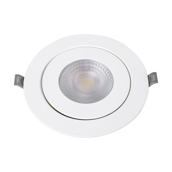 GloboStar® LEXIS JOINT 60988 Χωνευτό LED Κινούμενο Spot Downlight 12W 1200lm 45° AC 220-240V IP44 Φ15.8cm x Υ4.1cm – Στρόγγυλο – Λευκό – Φυσικό Λευκό 4500K – Bridgelux Chip – TÜV Certified Driver – 5 Years Warranty