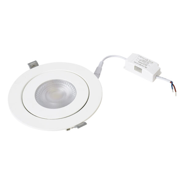 GloboStar® LEXIS JOINT 60988 Χωνευτό LED Κινούμενο Spot Downlight 12W 1200lm 45° AC 220-240V IP44 Φ15.8cm x Υ4.1cm – Στρόγγυλο – Λευκό – Φυσικό Λευκό 4500K – Bridgelux Chip – TÜV Certified Driver – 5 Years Warranty