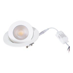 GloboStar® LEXIS JOINT 60989 Χωνευτό LED Κινούμενο Spot Downlight 12W 1140lm 45° AC 220-240V IP44 Φ15.8cm x Υ4.1cm – Στρόγγυλο – Λευκό – Θερμό Λευκό 2700K – Bridgelux Chip – TÜV Certified Driver – 5 Years Warranty