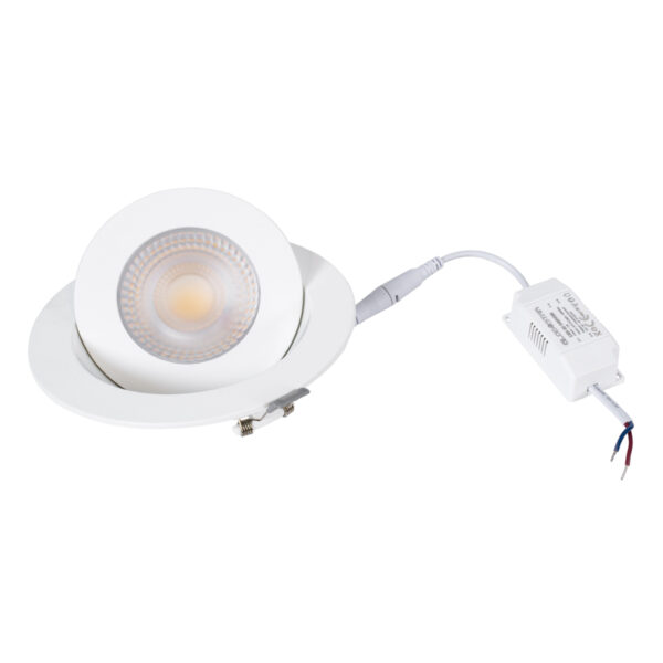 GloboStar® LEXIS JOINT 60989 Χωνευτό LED Κινούμενο Spot Downlight 12W 1140lm 45° AC 220-240V IP44 Φ15.8cm x Υ4.1cm – Στρόγγυλο – Λευκό – Θερμό Λευκό 2700K – Bridgelux Chip – TÜV Certified Driver – 5 Years Warranty