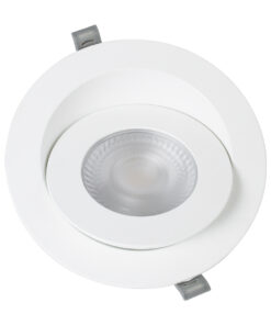 GloboStar® LEXIS JOINT 60989 Χωνευτό LED Κινούμενο Spot Downlight 12W 1140lm 45° AC 220-240V IP44 Φ15.8cm x Υ4.1cm – Στρόγγυλο – Λευκό – Θερμό Λευκό 2700K – Bridgelux Chip – TÜV Certified Driver – 5 Years Warranty