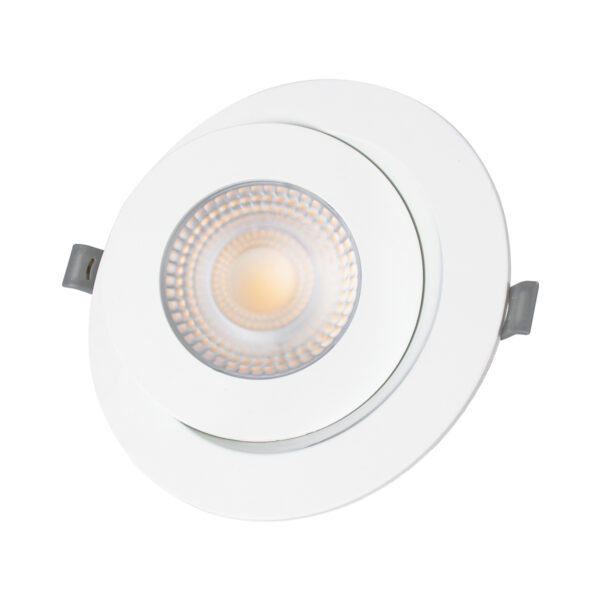 GloboStar® LEXIS JOINT 60989 Χωνευτό LED Κινούμενο Spot Downlight 12W 1140lm 45° AC 220-240V IP44 Φ15.8cm x Υ4.1cm – Στρόγγυλο – Λευκό – Θερμό Λευκό 2700K – Bridgelux Chip – TÜV Certified Driver – 5 Years Warranty
