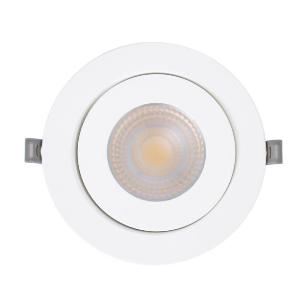GloboStar® LEXIS JOINT 60989 Χωνευτό LED Κινούμενο Spot Downlight 12W 1140lm 45° AC 220-240V IP44 Φ15.8cm x Υ4.1cm – Στρόγγυλο – Λευκό – Θερμό Λευκό 2700K – Bridgelux Chip – TÜV Certified Driver – 5 Years Warranty