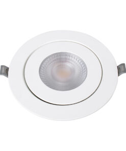 GloboStar® LEXIS JOINT 60989 Χωνευτό LED Κινούμενο Spot Downlight 12W 1140lm 45° AC 220-240V IP44 Φ15.8cm x Υ4.1cm – Στρόγγυλο – Λευκό – Θερμό Λευκό 2700K – Bridgelux Chip – TÜV Certified Driver – 5 Years Warranty